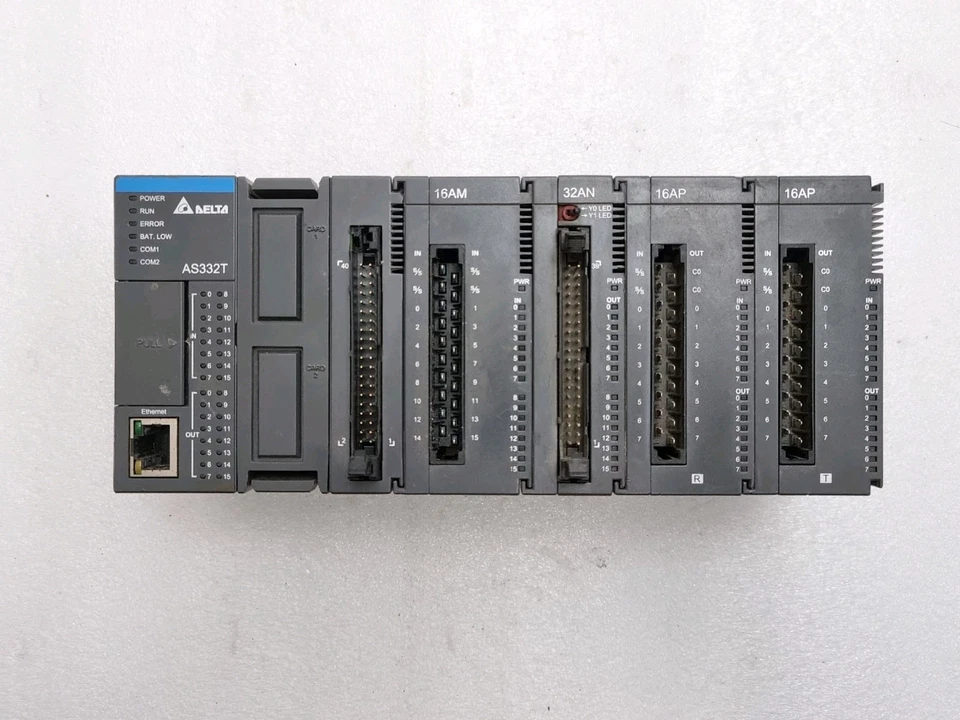 Used Working DELTA AS332T+16AM+32AN+16AP+16AP Module Plc Set